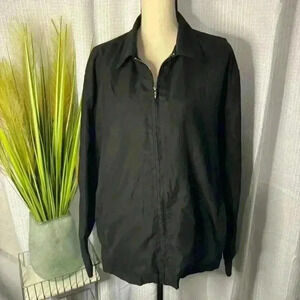 Daniel K Women’s L Solid Black Jacket Shacket Lined Long Sleeve Full Zip